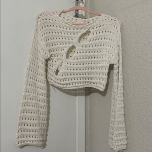SHEIN Cream Crochet Knit Blouse